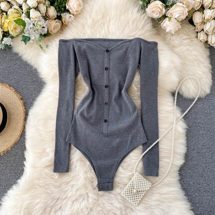 Gambar Mora Top - Aliciacouture Bodysuit Collection | Knit Premium - Grey, all size dari Aliciacouture undefined Tokopedia