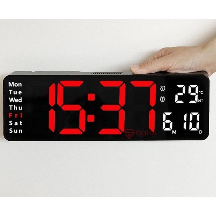Gambar Jam Dinding Digital LED Besar Clock Weker Timer Countdown Smart Watch - Merah dari blackwoods undefined Tokopedia