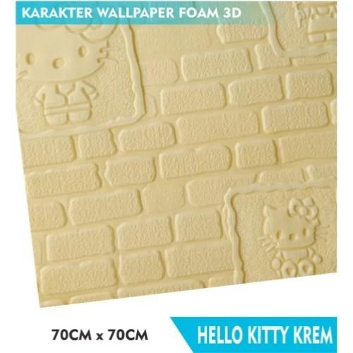 Gambar HELLO KITTY | Wallpaper 3D Foam Stiker Murah Karakter Kartun Anak - H KITTY KREM dari Karya Rumah Tangga undefined Tokopedia