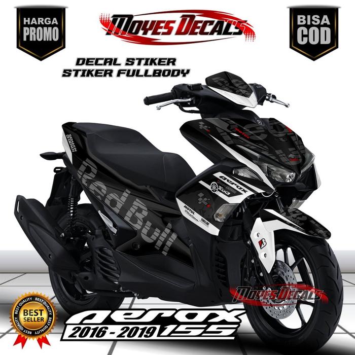 Gambar Decal Stiker Aerox 155 Old Series RedbuL Hitam Putih Hitam Silver - Hitam Putih, Spec A Glosy dari Korame Decal 99 undefined Tokopedia