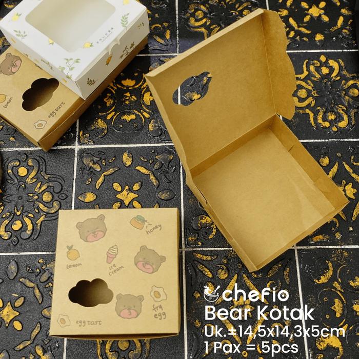 Gambar Kotak Kue Mika Paper Cake Box Korean Lunch Box Roti Donat Bolu Gulung - Bear Square dari Chefio Kitchenware undefined Tokopedia