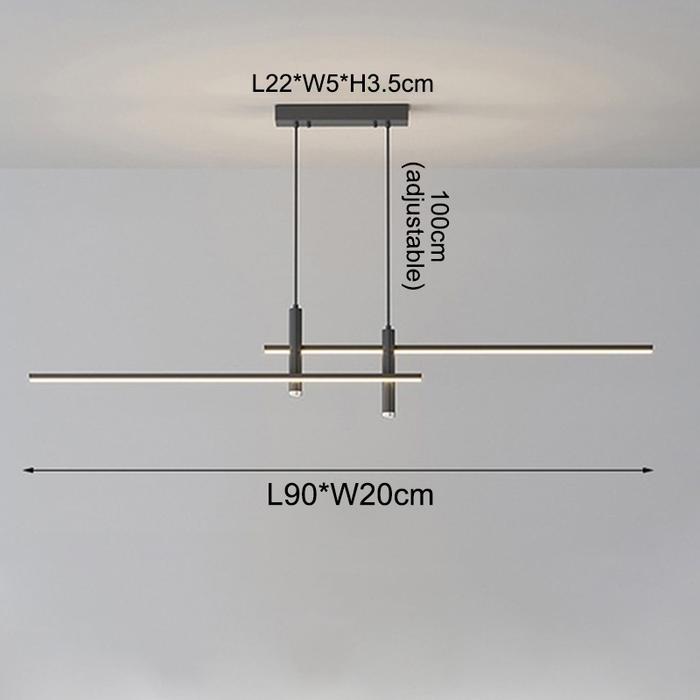 Gambar Lampu Hias Gantung Meja Makan Lampu Gantung Minimalis Lampu Gantung - Black-90cm, Cahaya 3 warna dari DELANO MALL undefined Tokopedia