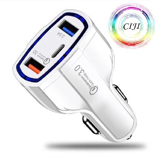 Gambar CIJI 3 Car Charger PD Tipe-C + Dual QC 3.0 Fast Charging Multi Fungsi - Putih dari CIJI.OFFICIAL undefined Tokopedia