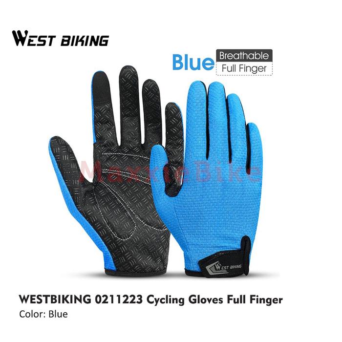 Gambar WEST BIKING 02112223 Sarung Tangan Sepeda Cycling Glove Full Finger - Biru XL dari Maxxiebike undefined Tokopedia