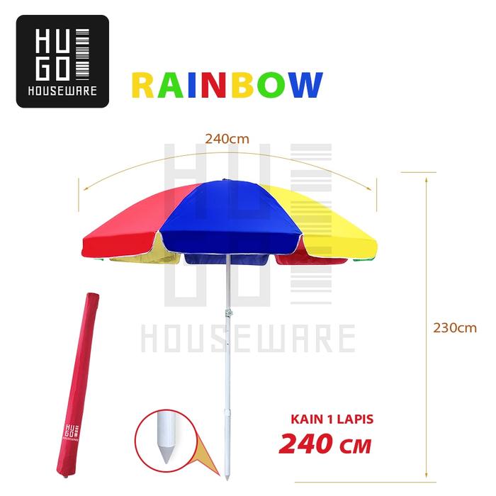 Gambar Payung Jualan 240 CM Tenda Taman Pantai Cafe Bazar Lapak dengan Sarung - 240 Pelangi dari SHOP TOQ undefined Tokopedia
