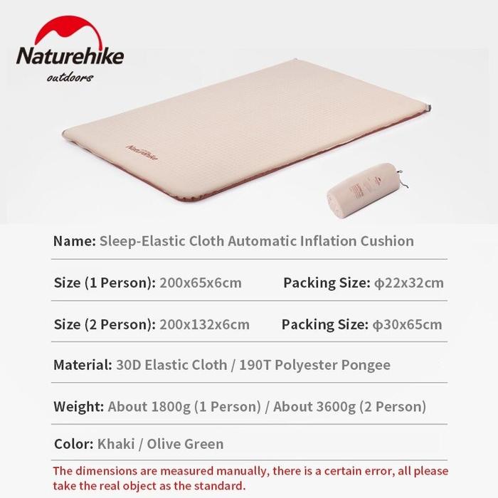 Gambar MATRAS ANGIN / SLEEPING PAD SELF INFLATE CAMPING NATUREHIKE NH21FCD11 - DOUBLE, KHAKI dari Naturehike ID undefined Tokopedia