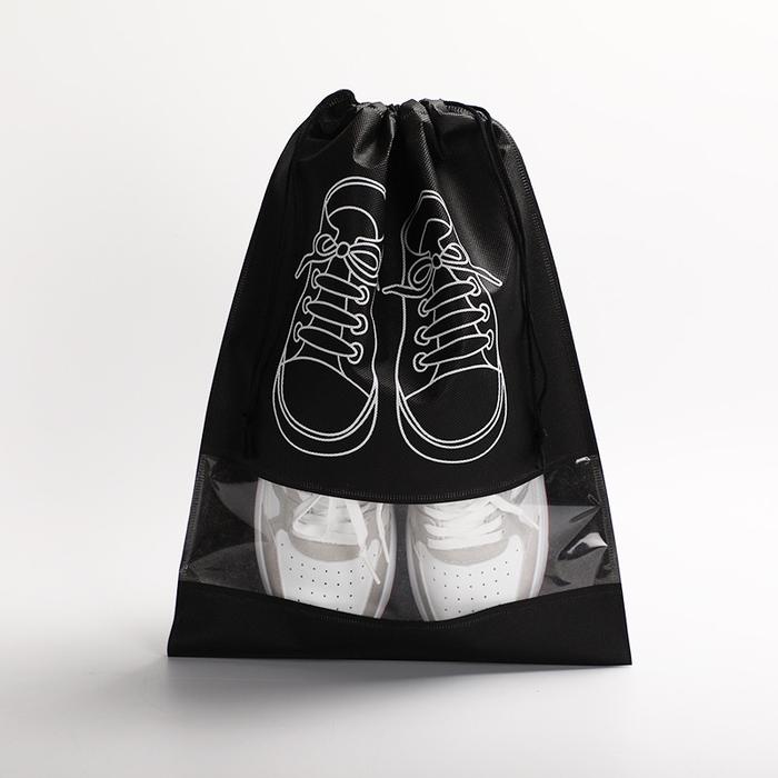 Gambar Tas Serut Penyimpanan Sepatu Sandal Traveling Pouch Bag Sponbound - Hitam, M dari BebasBelanjaPlus undefined Tokopedia