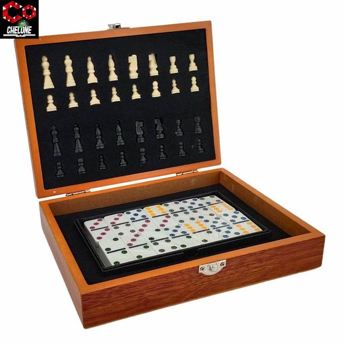 Gambar Set Catur Internasional dan Domino Papan Permainan Lipat Portable - Set Catur dari ChelOne undefined Tokopedia