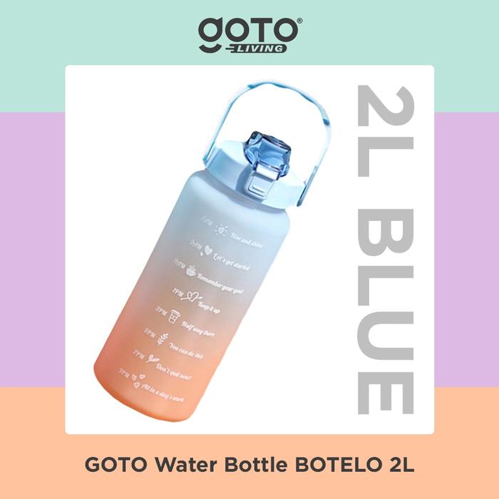 Gambar Goto Botelo Botol Motivasi Minum 2 Liter Jumbo Tumblr Air Tanda Waktu - Blue dari REDZO undefined Tokopedia
