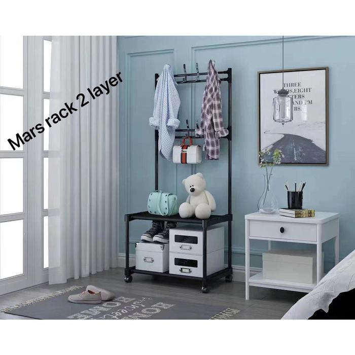 Gambar SHENAR - MARS RACK - STAND HANGER SINGLE 2 LAYER - SERBAGUNA RODA - Black dari trimakasi undefined 4 Tokopedia