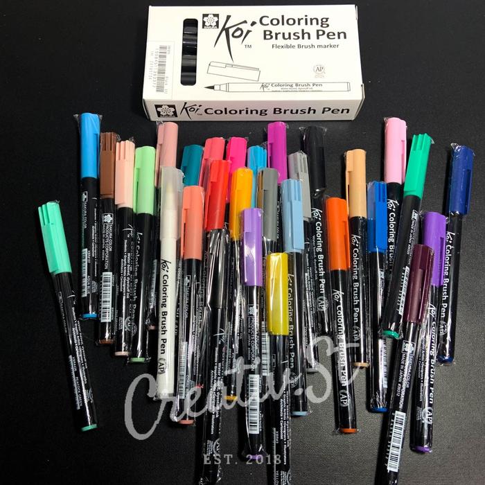 Gambar Sakura Koi Spidol Kaligrafi Coloring Brush Pen 48 Colors Black - Brown - Blender Shades - XBR-44 CoolGray dari Creativ Stationery undefined Tokopedia
