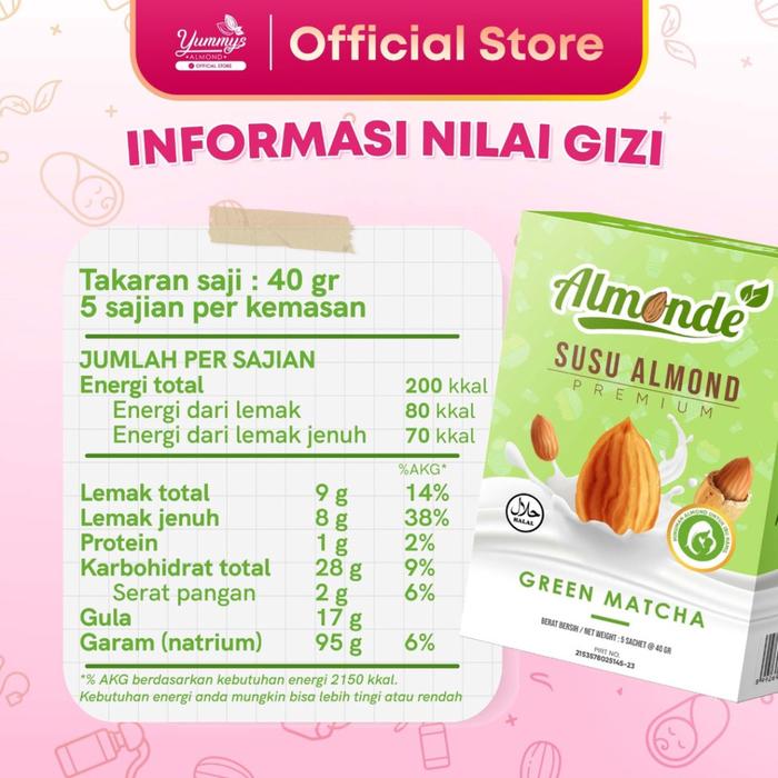 Gambar [BS] Almonde Almond Milk / Susu Ibu Hamil - Matcha dari Bayi Soleha undefined Tokopedia