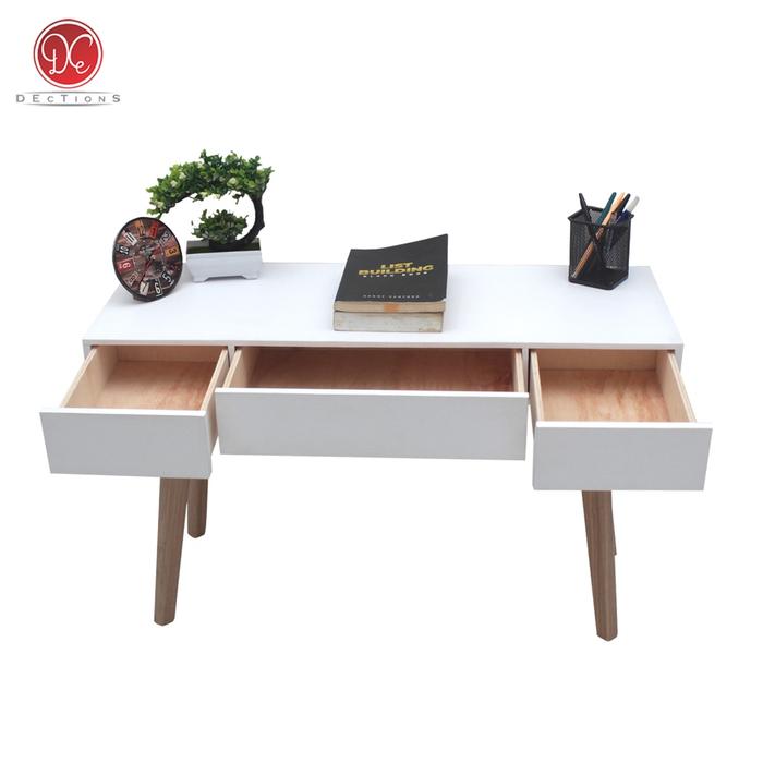 Gambar Meja Tamu Minimalis Kayu Modern Aesthetic 3 Laci Penyimpanan 80x30cm - Putih dari DEcTionS Living undefined Tokopedia