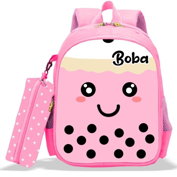 Gambar Tas Ransel Anak Model Boba Warna Warni untuk Sekolah SD TK - Biru - Pink dari siskapatnershop undefined Tokopedia