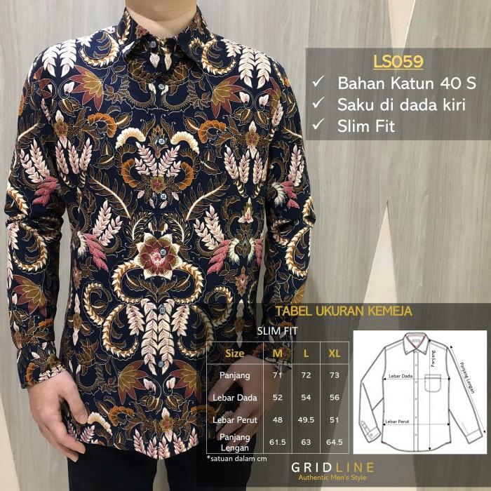 Gambar [GRIDLINE LS059]Kemeja Batik Slimfit Pria Katun Panjang Premium Modern - M dari Gridline Store_NEW undefined Tokopedia