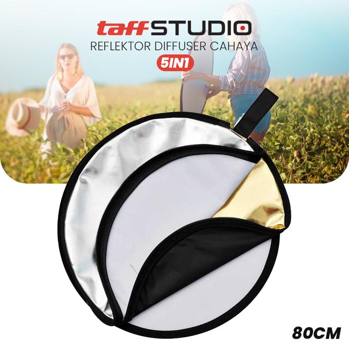 Gambar Reflektor Diffuser Cahaya Studio Foto Lipat 5 in 1 80cm - Reflector - Black dari Astra Foto undefined Tokopedia