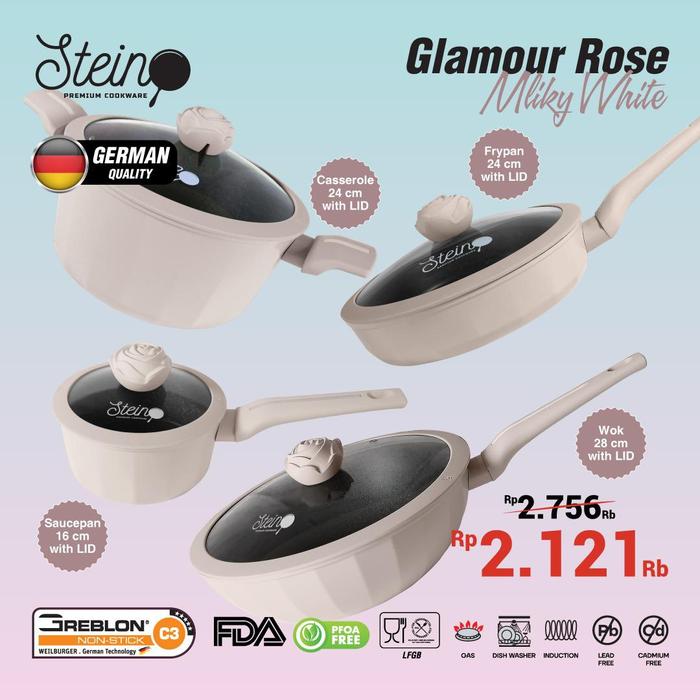 Gambar STEIN Glamour Rose Set 4 in 1 Panci Set Anti-lengket Granite German - Green Velvet dari Steincookwareid undefined Tokopedia