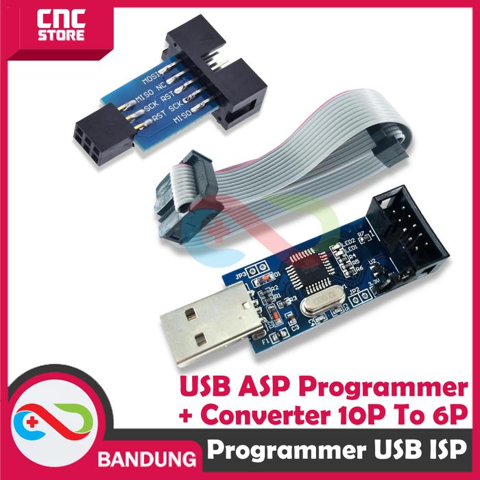 Jual USB ISP ASP AVR PROGRAMMER FOR ATMEL + CONVERTER 10P TO 6P FOR ...