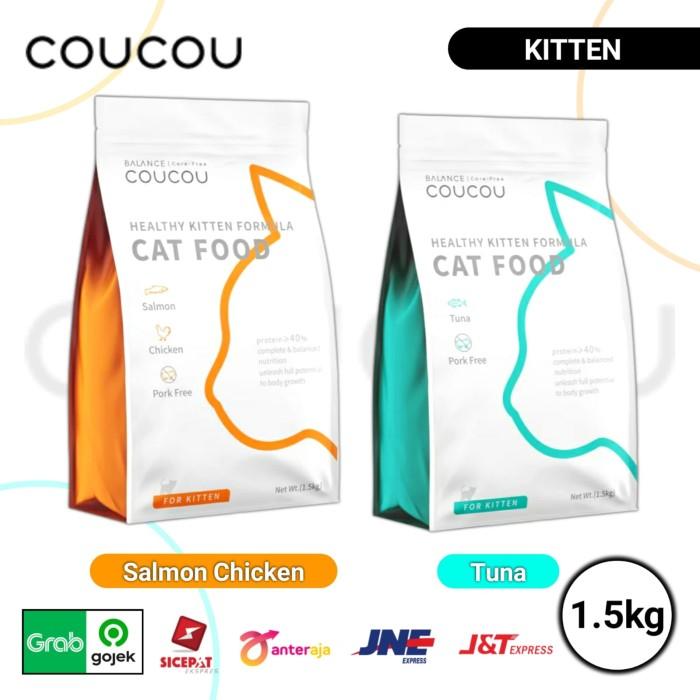Gambar COUCOU Super Premium Cat Food for Kitten High Quality Protein 1.5 Kg - Salmon Chicken dari PETSHOP PASTEUR undefined Tokopedia