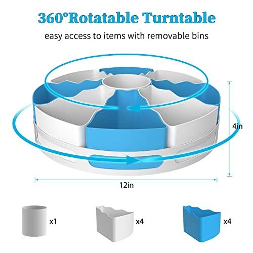 Gambar Art Supply Organizer, Lazy Susan Turntable, Blue/White dari Home and Kitchen USA undefined Tokopedia
