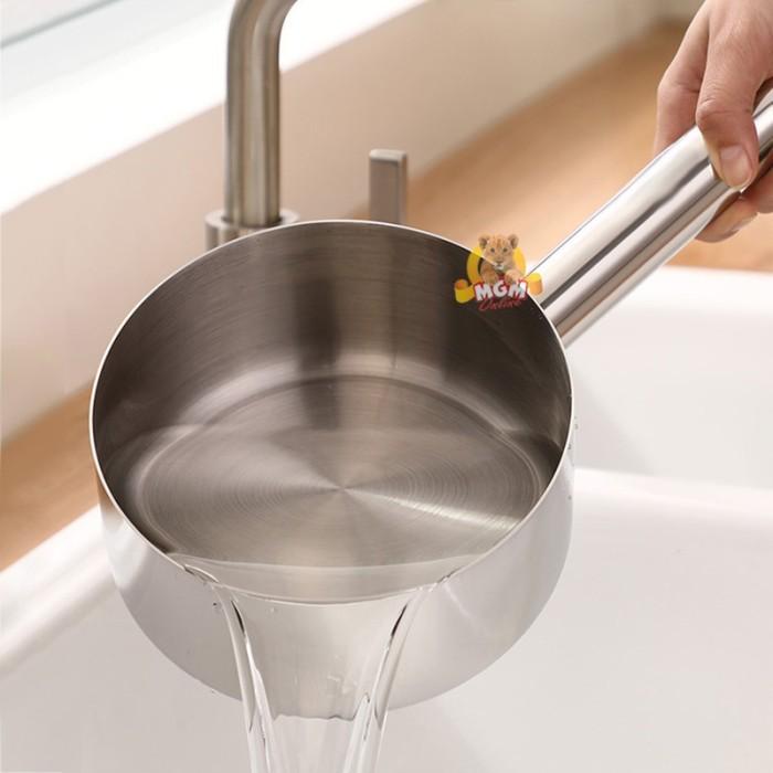 Gambar Panci stainless 18cm gagang PANJANG Induksi ready Gayung stainless 5L - Stainless dari MGM Online undefined Tokopedia