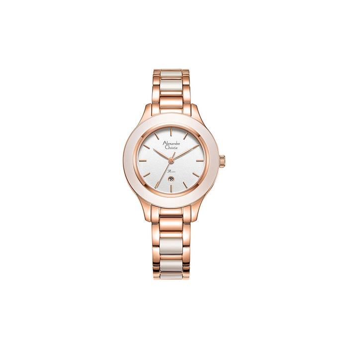 Jam Tangan Alexandre Christie Passion Ladies Date Band Rose Gold Silve