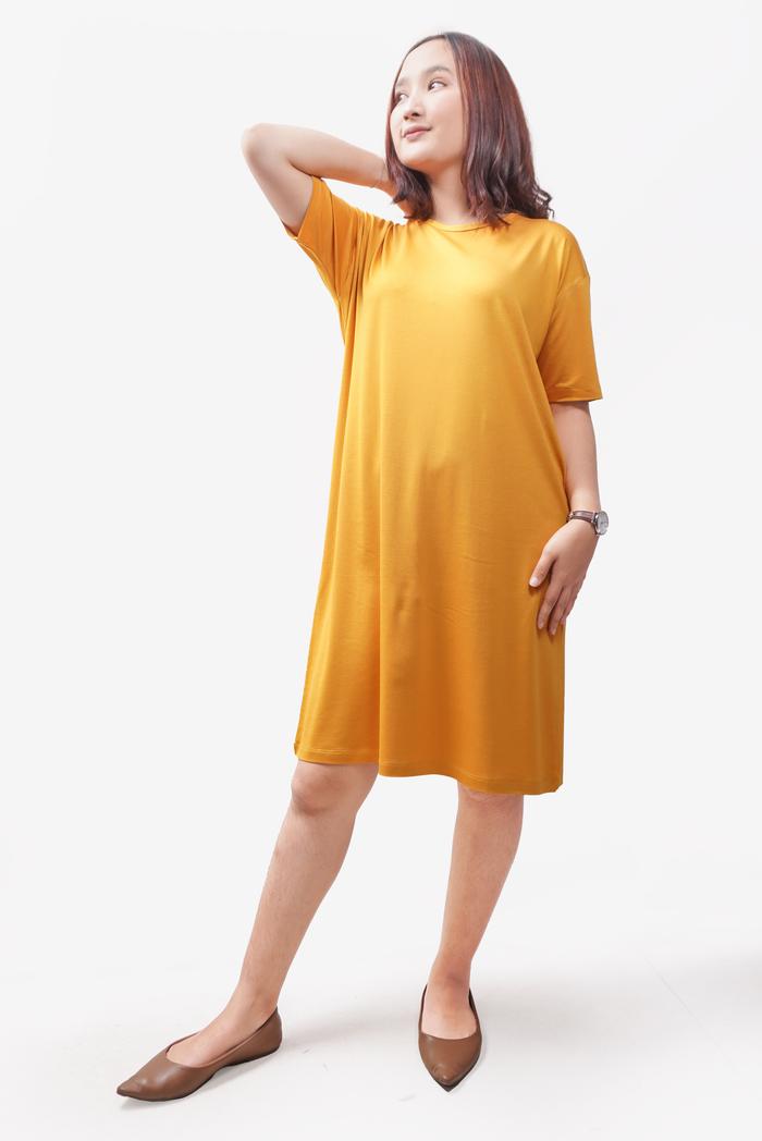 Gambar TDLA LTE27 LD long dress polos wanita mustard - L dari THIRD DAY Kota Bandung Tokopedia