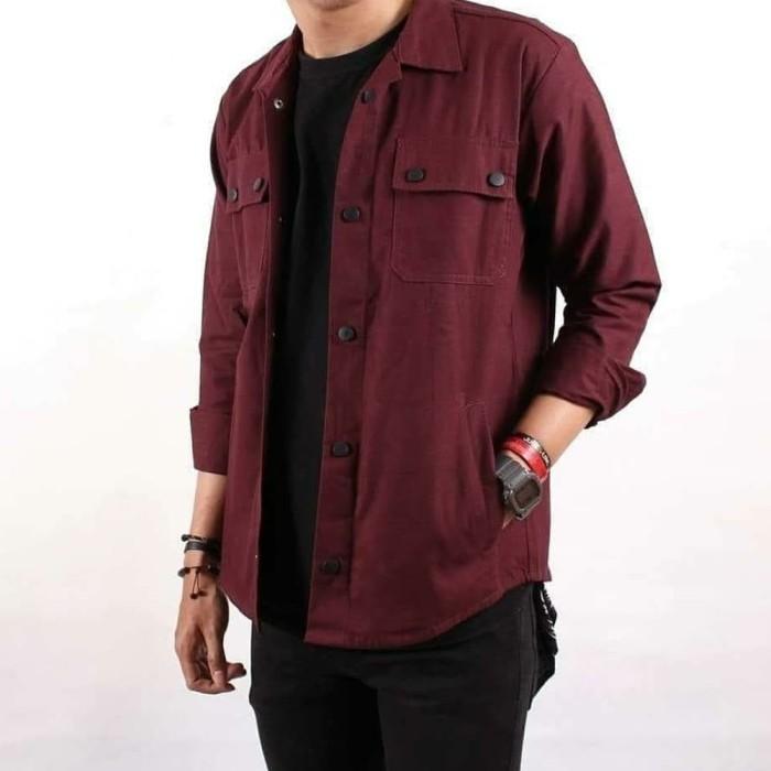 Gambar Trucker Canvas Merah Maroon - Maroon, M dari ootdsupply undefined Tokopedia