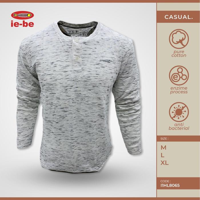 Gambar Kaos Polos IEBE Casual Lengan Panjang I1HL8065 White Slub Branded Pria - WHITE SLUB, M dari Ie-be_NEW undefined Tokopedia