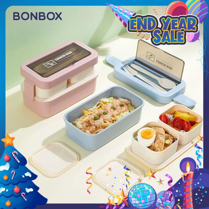 Gambar Bonbox Lunch Box Kotak Bekal Set Free Sendok Tempat Makan BTW70 - Pink dari MiFun Living undefined Tokopedia