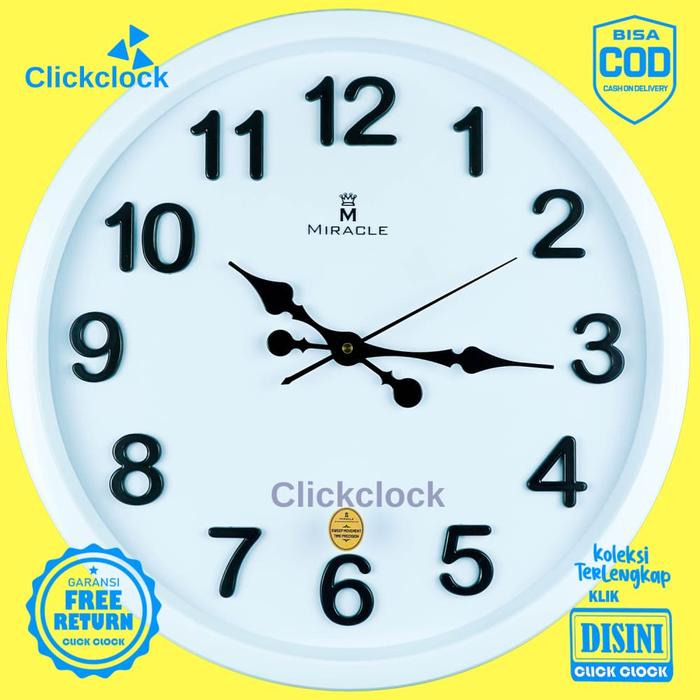 Gambar Jam Dinding Analog Minimalis Putih Miracle ME4545 Besar - Putih, 1950 dari ClickClockShoping undefined Tokopedia