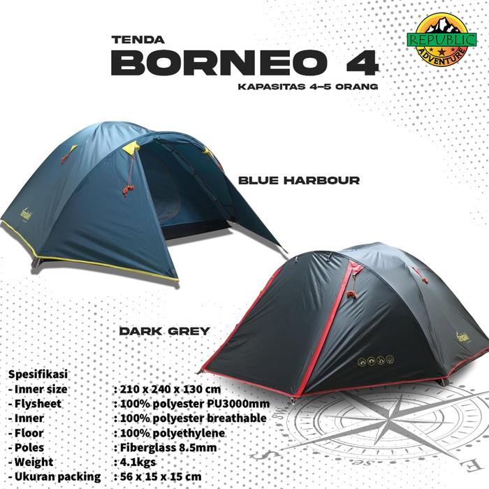 Gambar TENDAKI BORNEO 4 KAPSITAS 4 ORANG TENDA CAMPING TENDA KEMPING dari Kayshila st-0re undefined Tokopedia