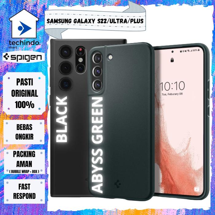 Case Samsung Galaxy S22 Ultra Plus Spigen Thin Fit Hybrid Slim Casing  BLACK, S22 ULTRA