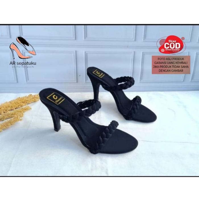 Gambar AR_ (BISA COD) High heels 9cm sandal hak tinggi kepang ban 2 hils dari siskawidowati undefined Tokopedia