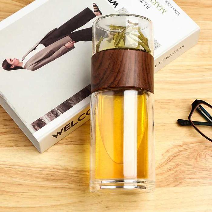Gambar Botol Minum Kaca Infused Water Bottle Dengan Penyaring Model Aesthetic - Coklat dari Thoyibi Shop undefined Tokopedia