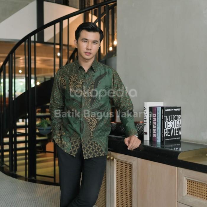 Gambar BATIK BAGUS Kemeja batik pria lengan panjang premium Dobi lasem ijo toska - ARMY, S dari BATIK BAGUS JAKARTA undefined Tokopedia