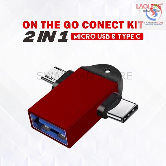 Gambar LAOLEXS OTG 2in1 OTG-01 CONVERTER USB 3.0 TO MICRO AND TYPE-C LOG-ON - Merah dari SS Muraah undefined Tokopedia