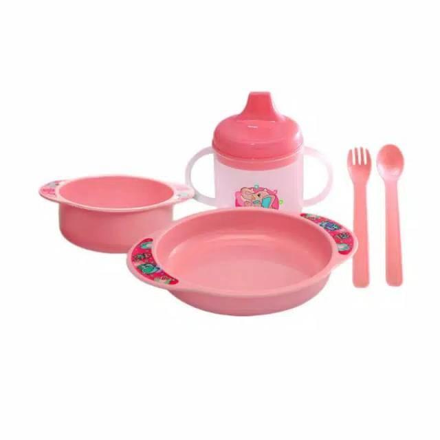Gambar Lusty Bunny Feeding Set mangkok botol minum spout sendok garpu - Biru dari mpasi baby undefined Tokopedia