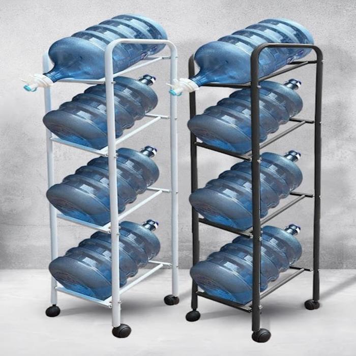 Jual Rak Galon Susun 4 Tingkat Besi Pakai Roda - Putih new - Putih, SSN ...