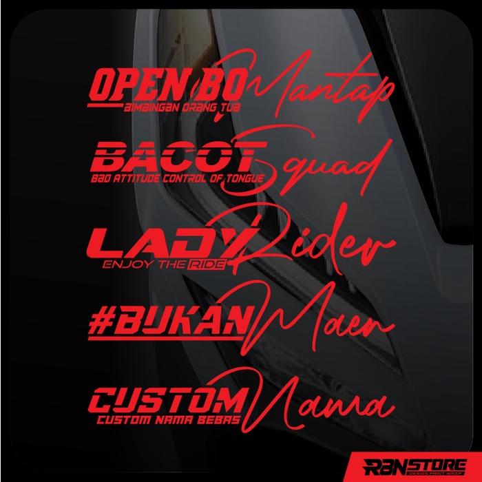 Gambar STIKER VARIASI MOTOR OPEN BO, BACOT, BUKANMAEN, CUSTOM NAMA SIGNATURE - Merah, OPEN BO SIGN dari Rbn Store Sticker undefined Tokopedia