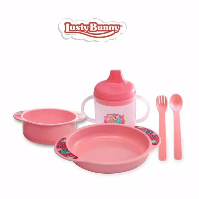 Gambar Lusty Bunny Feeding Set /Mpasi Peralatan makan bayi /piring makan bayi - LB1363-Pink dari littleabcshop undefined Tokopedia