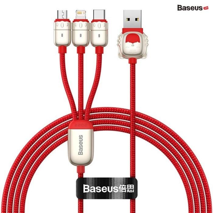 Gambar Kabel Data Baseus Year of the Tiger 3in1 USB to M L C 3.5A 1.2m - Merah, 1.2m dari gugelgadget undefined Tokopedia
