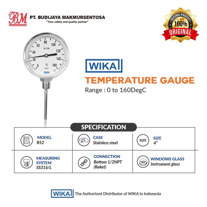 Gambar TEMPERATURE GAUGE / THERMOMETER WIKA R52, 4 INCH (DegC) - 0 to 160 DegC dari VTV Valve &amp; WIKA Gauge undefined Tokopedia