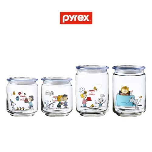 Pyrex Snoopy Glass Canister 4個セット Pyrex Peanuts Snoopy Glass Storage Heat Resistant Containers