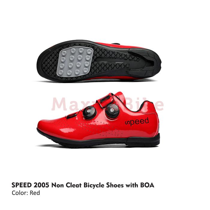 Gambar Sepatu Sepeda SPEED Non Cleat Model 2005 Cycling Non Lock Shoes 2BOA - Red, 41 dari Maxxiebike undefined Tokopedia