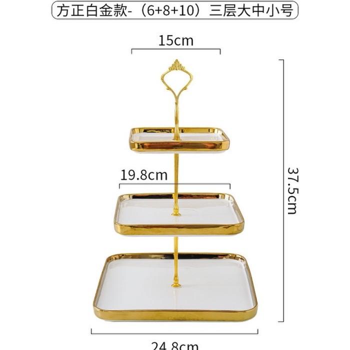 Gambar CAKE TIER STAND KERAMIK tatakan kue - Putih, 3 layer plate - Putih, 3 layer plate dari YASO store undefined Tokopedia