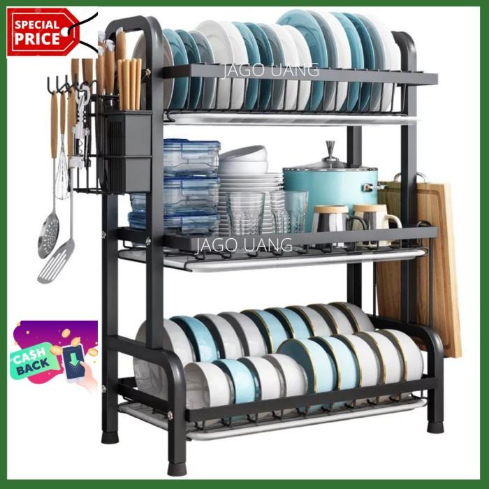 Gambar Rak Pengering Piring Stainless Anti Karat Rak Dapur Meja Minimalis - 3 Layer dari My Jeck Store undefined Tokopedia