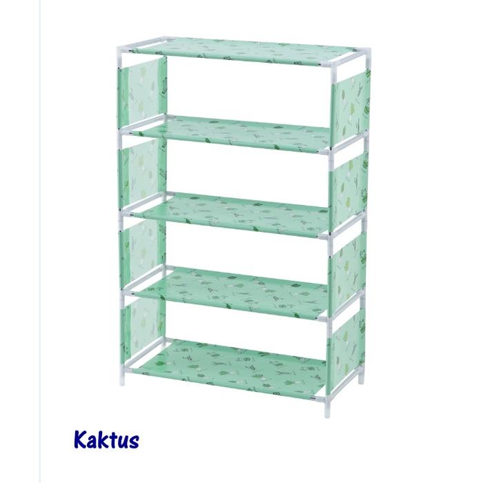 Gambar Rak Tempat Sepatu Serbaguna 5 Susun Rangka Besi Kain Plastik RS016 - KAKTUS dari Malaika -ID undefined Tokopedia