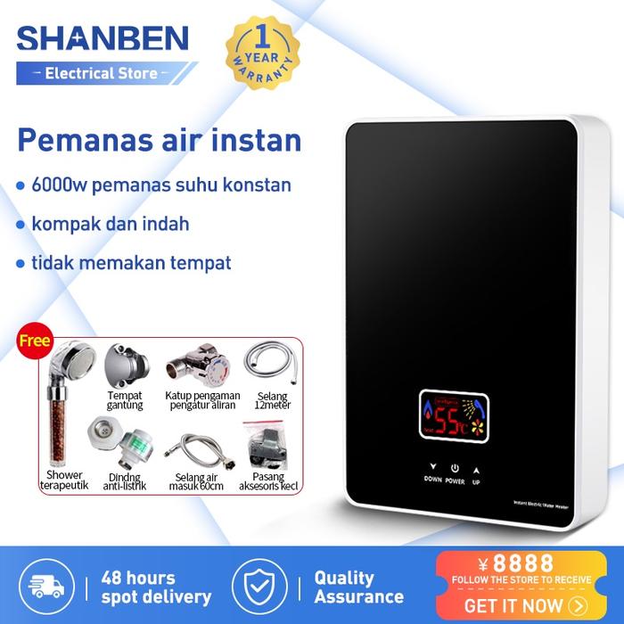 Gambar MAYOS Water Heater Instan Pemanas Air Kamar Mandi Listrik Low Watt - Hitam dari mayos mart undefined Tokopedia