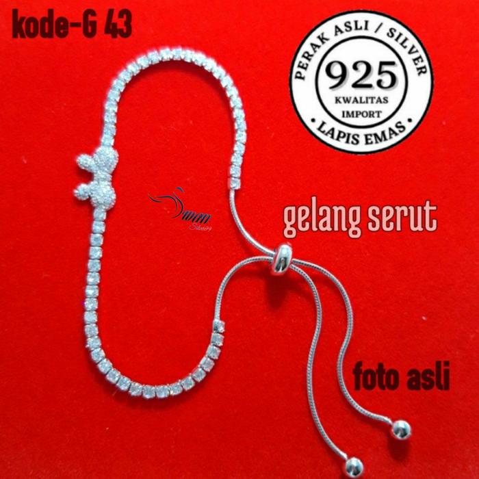 Gambar Gelang tangan Serut Perak asli 925 Lapis Emas Putih ANTI KARAT - A dari swansilver undefined Tokopedia